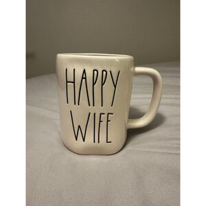 Rae Dunn Off-White & Black Happy Wife Mug One Size